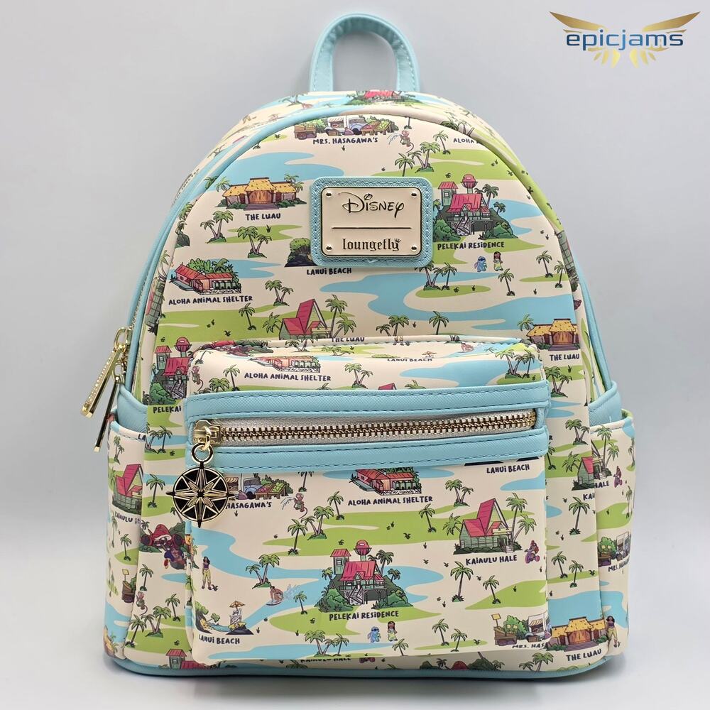 Loungefly Disney Lilo & Stitch Locations Allover Print Mini Backpack